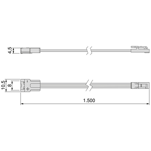 Technische Zeichnung von LYNX LED KABEL 12V 1,5M 8MM 10 STK 100