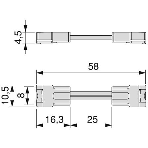 Technische Zeichnung von FLEXIBLES KABEL 12/24V 25MM 8MM 10 STK 100