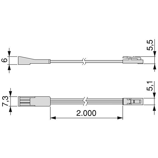 Technische Zeichnung von LED VERLÄNGERUNGSKABEL 12/24V 2M 25 STK 100