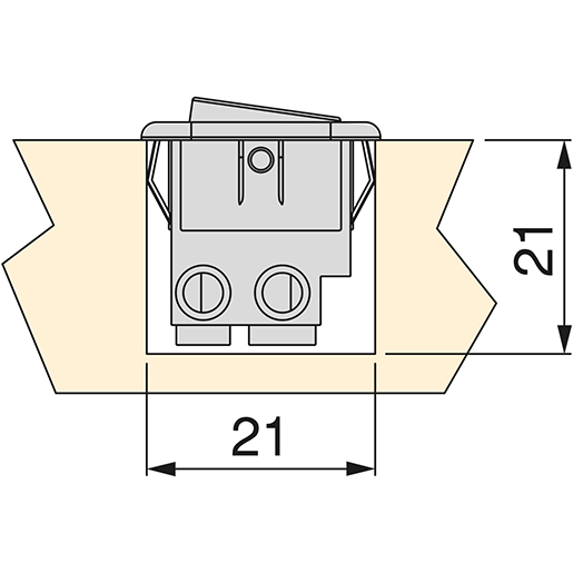 Technische Zeichnung von EINBAUSCHALTER 21X21 MM 10 STK 100