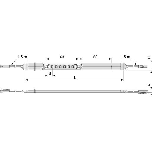 LED STREIFEN 6W/M IP65 24V 3.024MM 4000K Technische Zeichnung von LED STREIFEN 6W/M IP65 24V 3.024MM 4000K 100