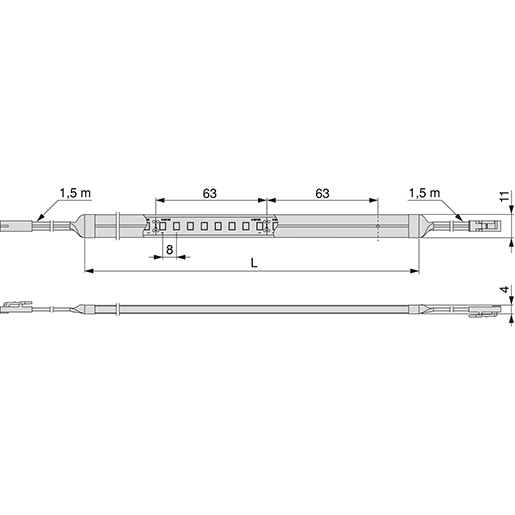 LED STREIFEN 6W/M IP65 24V 5.040MM 4000K Technische Zeichnung von LED STREIFEN 6W/M IP65 24V 5.040MM 4000K 100