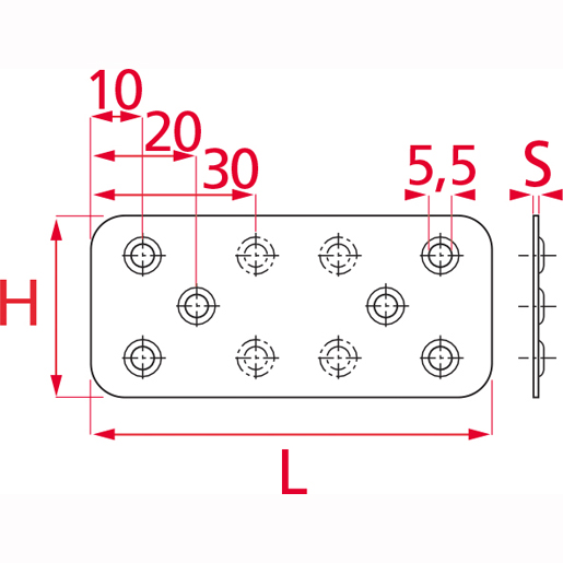 Technische Zeichnung von Schwere Platte 90x40 aus verzinktem Eisen 100
