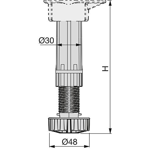 VERSTELLBARER FUSS. BONE H 100-120MM 4St Technische Zeichnung von VERSTELLBARER FUSS. BONE H 100-120MM 4St 100