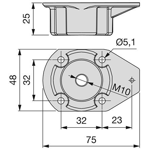 SCHRAUBENSOCKEL KNOCHENFUSS PAK 4 ST. Technische Zeichnung von SCHRAUBENSOCKEL KNOCHENFUSS PAK 4 ST. 100