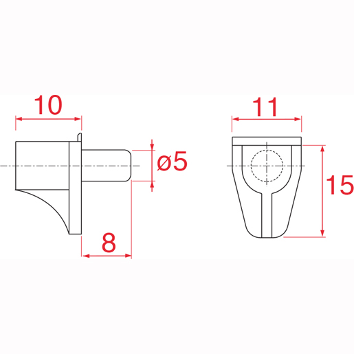 Disegno tecnico di PORTARIPIANO MET.NYLON  D5 TRASP. 100