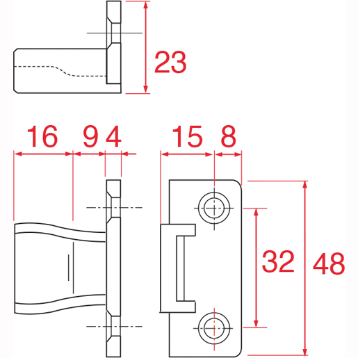 Technische Zeichnung von Horizontale Steckverbinder 105