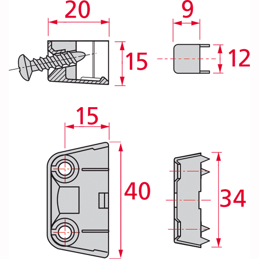 Technische Zeichnung von Externe Verbinder zum Verschrauben 100