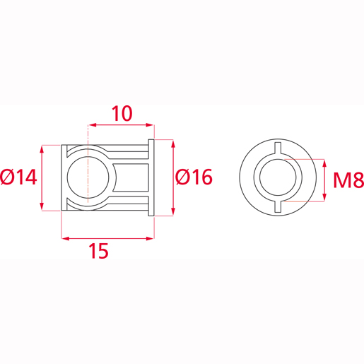 Technische Zeichnung von FASSGELENKE M/RAND M/SCHRAUBE S=18 D14 100