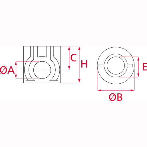 Technische Zeichnung von FASSGELENKE O/RAND VERZINKT D14 S=16 100