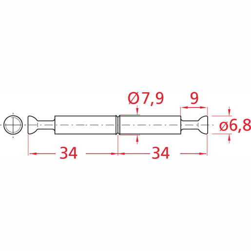 Technische Zeichnung von Stift für Drehpunkt für Stoßverbindungen 100