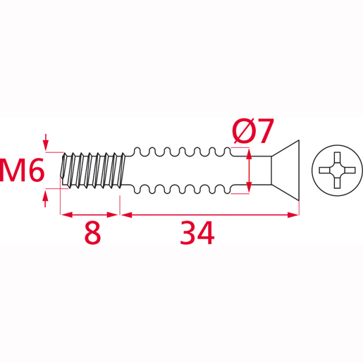 Disegno tecnico di Giunzione ad eccentrico QUICK senza bordo 100