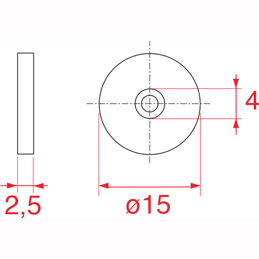 Disegno tecnico di Incontri per chiusure magnetiche 100