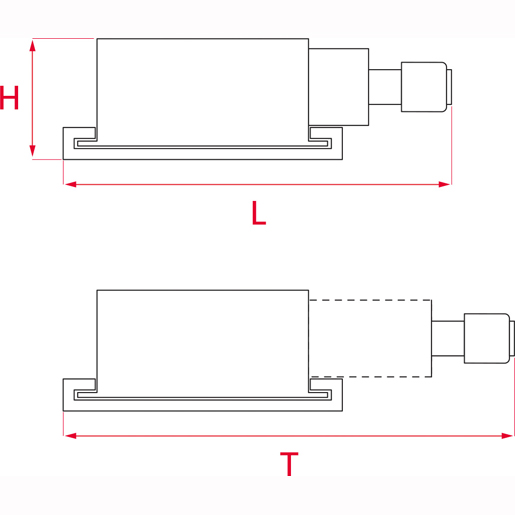Technische Zeichnung von Ratsche mit Magnet 100
