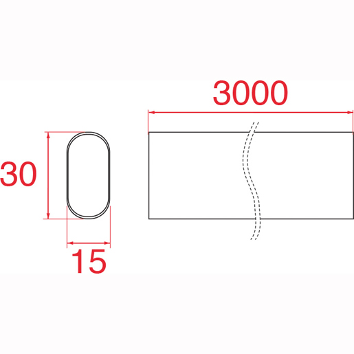 Technische Zeichnung von Ovale Schrankstange 100
