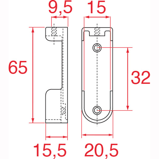Technische Zeichnung von Stangenhalter aus Zamak 105