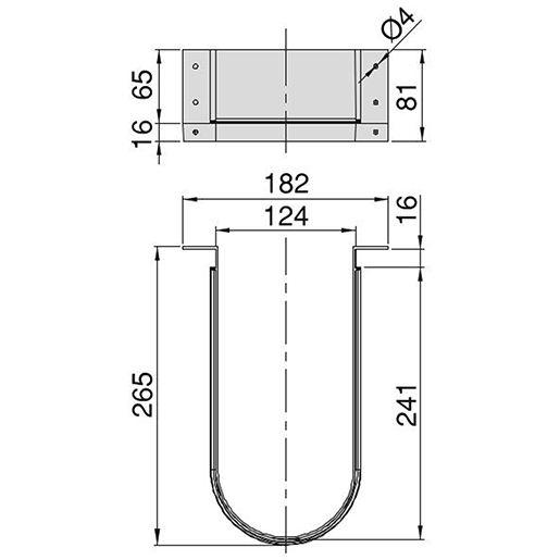 WEISSER GEFORMTER GEBOGENER RÜCKEN Technische Zeichnung von WEISSER GEFORMTER GEBOGENER RÜCKEN 105