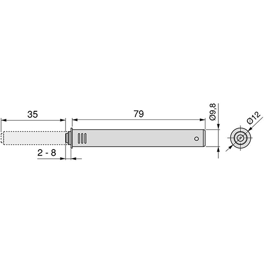 GEPOLSTERTER VERSTELLBAR VERCHLUSS 80 MM Technische Zeichnung von GEPOLSTERTER VERSTELLBAR VERCHLUSS 80 MM 100