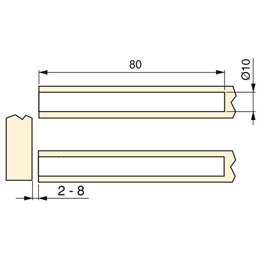 GEPOLSTERTER VERSTELLBAR VERCHLUSS 80 MM Technische Zeichnung von GEPOLSTERTER VERSTELLBAR VERCHLUSS 80 MM 105