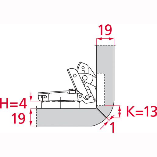 Disegno tecnico di Cerniera per legno apertura variabile S200 "B" 105