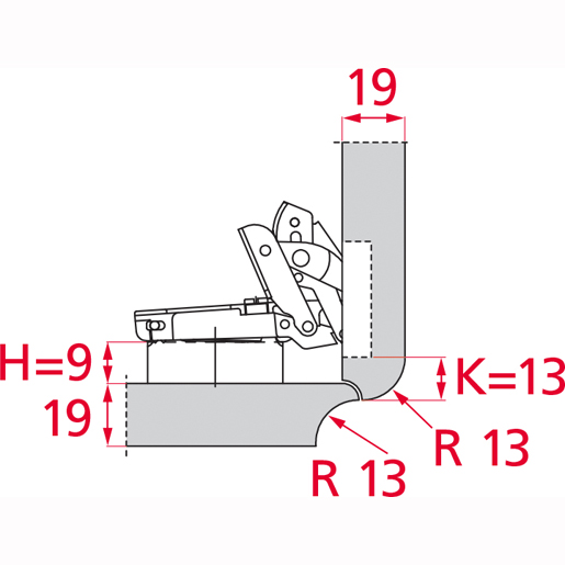 Disegno tecnico di Cerniera per legno apertura variabile S200 "B" 110