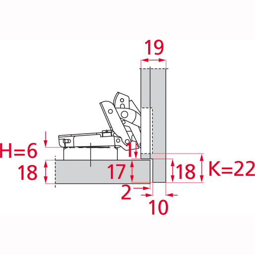 Disegno tecnico di Cerniera per legno apertura variabile S200 "B" 115