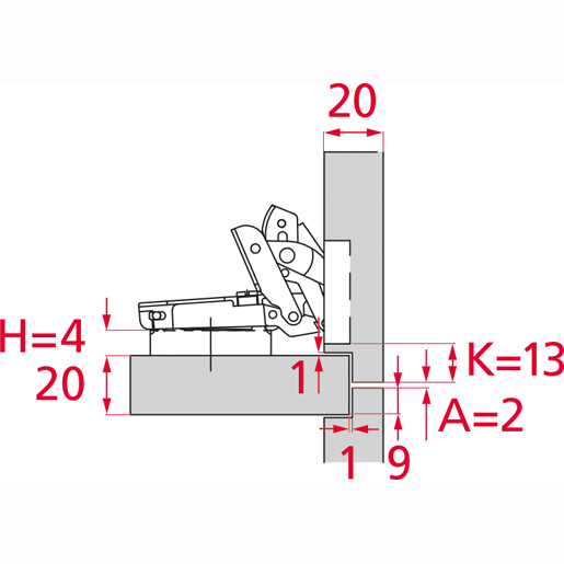 Disegno tecnico di Cerniera per legno apertura variabile S200 "B" 120