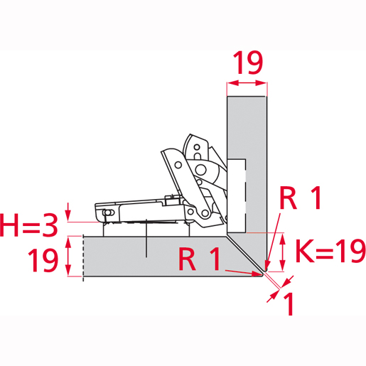 Disegno tecnico di Cerniera per legno apertura variabile S200 "B" 130