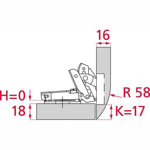 Disegno tecnico di Cerniera per legno apertura variabile S200 "B" 140