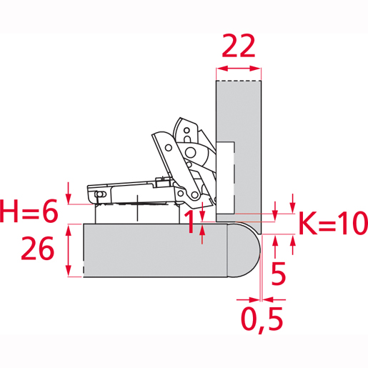Disegno tecnico di Cerniera per legno apertura variabile S200 "B" 145
