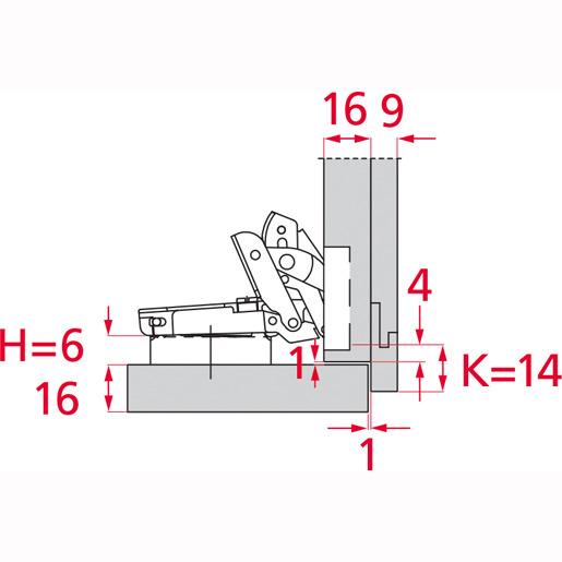 Disegno tecnico di Cerniera per legno apertura variabile S200 "B" 150