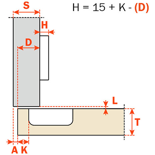 FLACHES SCHARNIER SILENTIA D. 35 SALICE Technische Zeichnung von FLACHES SCHARNIER SILENTIA D. 35 SALICE 100