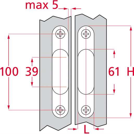BASETTA REGOLABILE OTTON 122 X 22 Disegno tecnico di BASETTA REGOLABILE OTTON 122 X 22 105