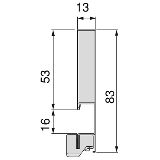 VERTEX SCHUBLADE KIT 500MM H 83 40KG BI Technische Zeichnung von VERTEX SCHUBLADE KIT 500MM H 83 40KG BI 100