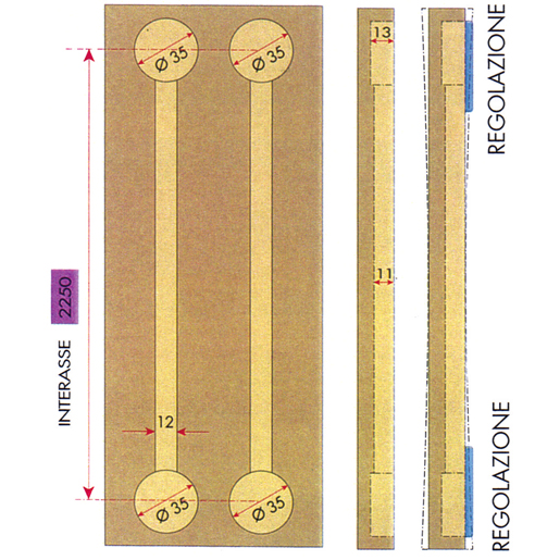Technische Zeichnung von TÜRBEGRADIGER MIT ENDEINSTELLUNG GRAU 100