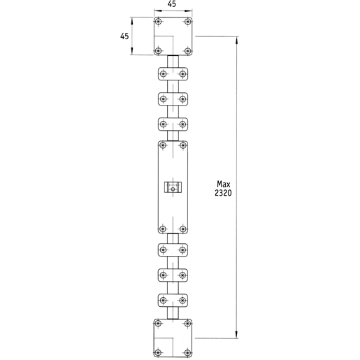 Technische Zeichnung von TÜRBEGRADIGER MIT ENDEINSTELLUNG BRAUN 100