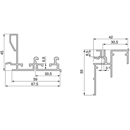 Technische Zeichnung von SCHIENENSATZ OBER/UNTER SPACE+ 3,90 MT 100