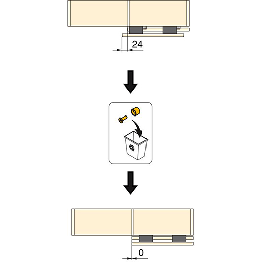 Technische Zeichnung von BAUSATZ 2-FLÜGELIGER INNENTÜRWAGEN 105