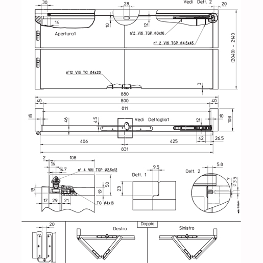 Technische Zeichnung von Türgleitschiene 50 kg System 0260 100