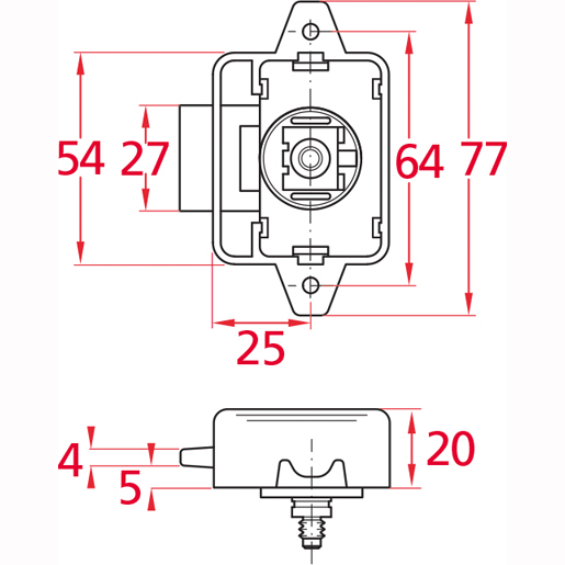 Disegno tecnico di Serratura a pulsante PUSH 100