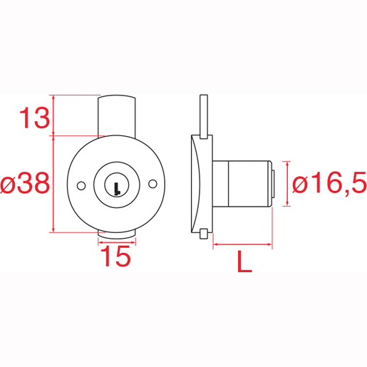 Technische Zeichnung von Türschloss 100