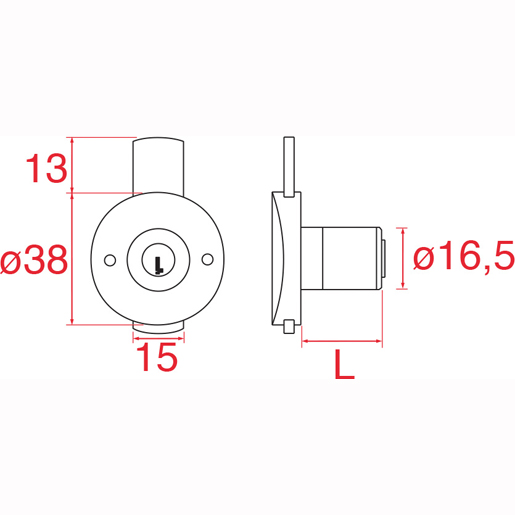 Technische Zeichnung von Schubladenschloss 100