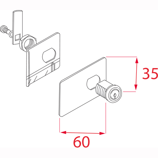 Disegno tecnico di Serratura anta vetro doppia 100