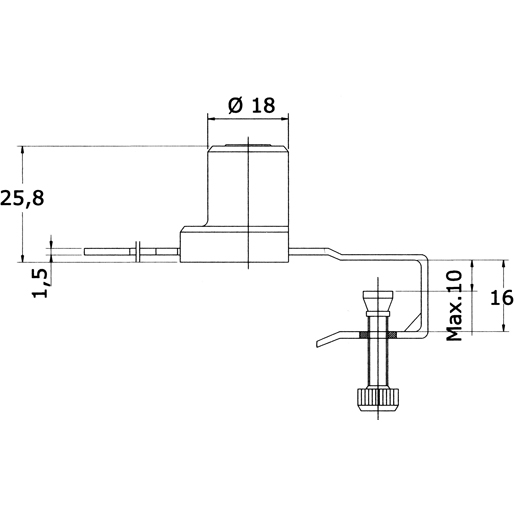 Technische Zeichnung von Glasschiebetürschloss 105