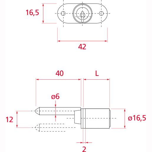 SERRATURA X CASSETTIERA 16,5X21 NI Disegno tecnico di SERRATURA X CASSETTIERA 16,5X21 NI 100