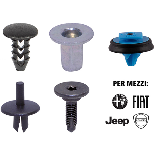 Minuteria per fissaggio carrozzeria ALFA ROMEO – FIAT – JEEP – LANCIA