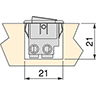 Technische Zeichnung von EINBAUSCHALTER 21X21 MM 10 STK 100