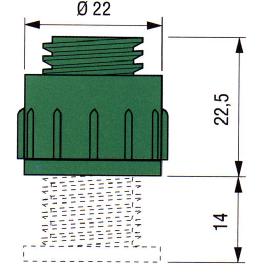 Disegno tecnico di DISTANZIATORE SERR LEGNO MM 14 100