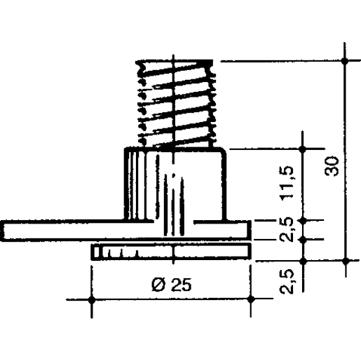 Disegno tecnico di ESPANSORE X SERRAM ALLUM MM 25X30 100