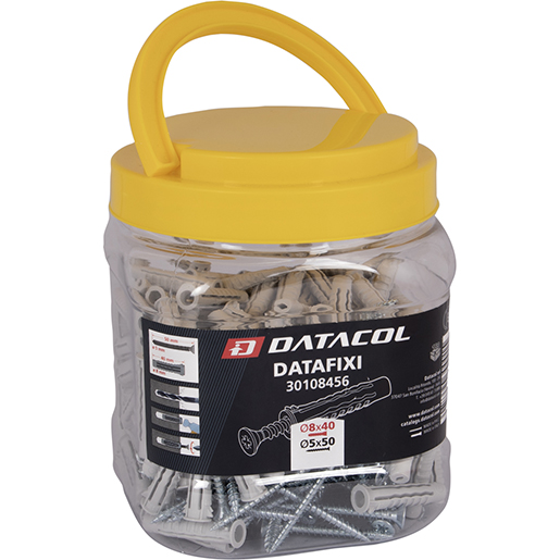 Tasselli in nylon con vite 8x40 mm 150 pezzi DATAFIXI Tasselli in nylon con vite 8x40 mm 150 pezzi DATAFIXI